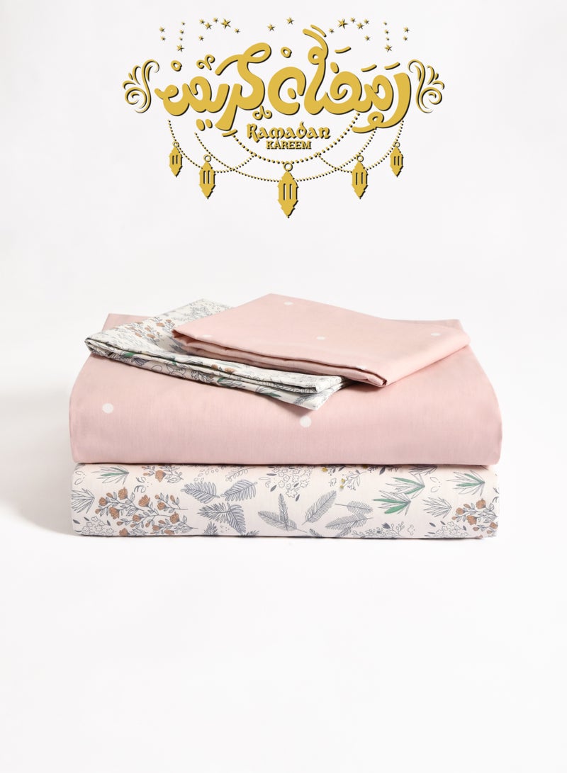 Master Home Textile Cotton Floral Duvet Cover Set, Fits 160 x 200 cm Queen Size Bed, 200TC Cotton, 4-Piece Set with Zipper Closure and Corner Ties - Image 1